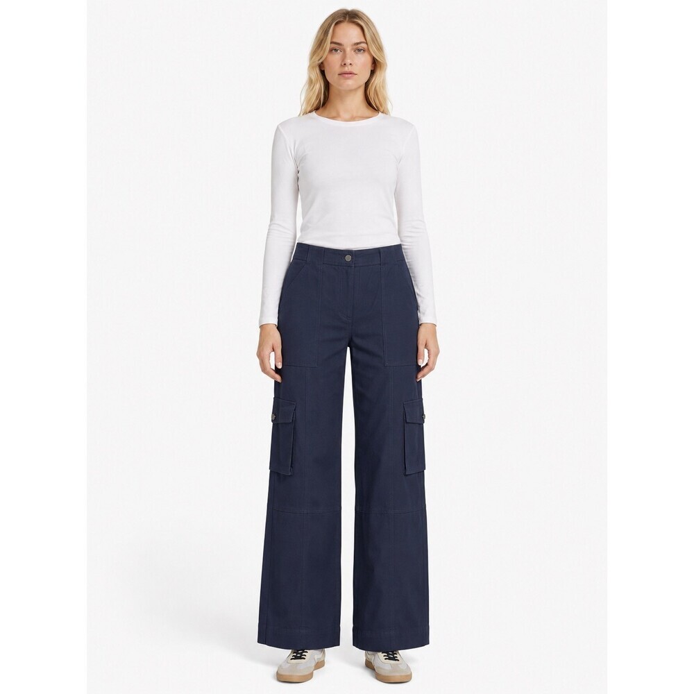 TWP Coop High Rise Cargo Pants Navy Blue womens size 4 virgin wool blend